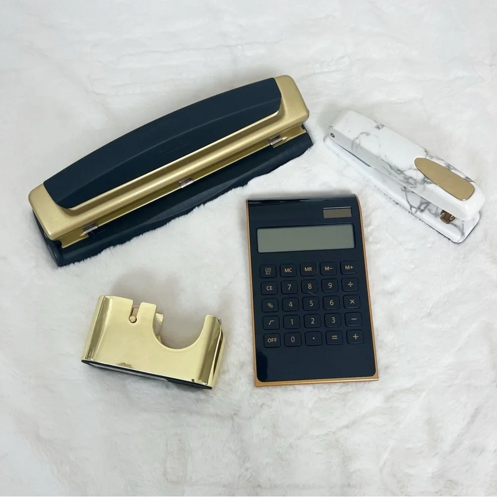 OFFICE DESK SUPPLIES BUNDLE IN GOLD - 9 ITEMS TARGET & AMAZON